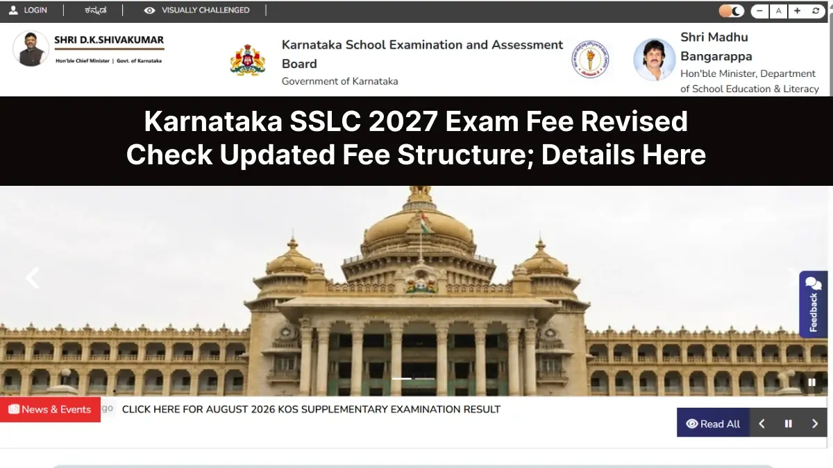 Karnataka SSLC 2027 Exam Fee Revised: Check Updated Fee Structure; Details Here