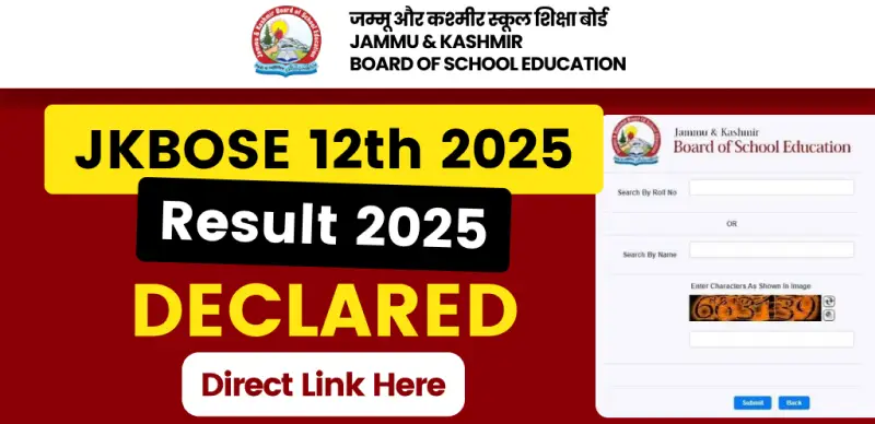JKBOSE 12th Result 2025 (Out): Class 12 Result Declared - Check Scorecard Link