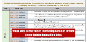 WBJEE 2026 Decentralised Counselling Schedule Revised: Check Updated Counselling Dates