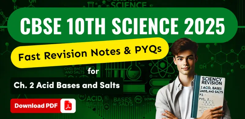 CBSE Class 10th Science 2025 : Fast Revision Notes & PYQs for Ch. 2 Acid Bases and Salts - Download PDF
