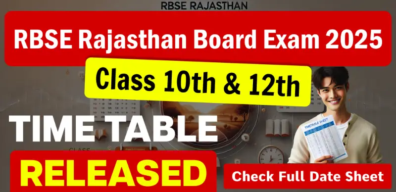 RBSE Class 10, 12 Time Table 2025 (Out): राजस्थान बोर्ड कक्षा 10वी, 12वी की डेटशीट जारी, चेक करें फ़ुल टाइम टेबल