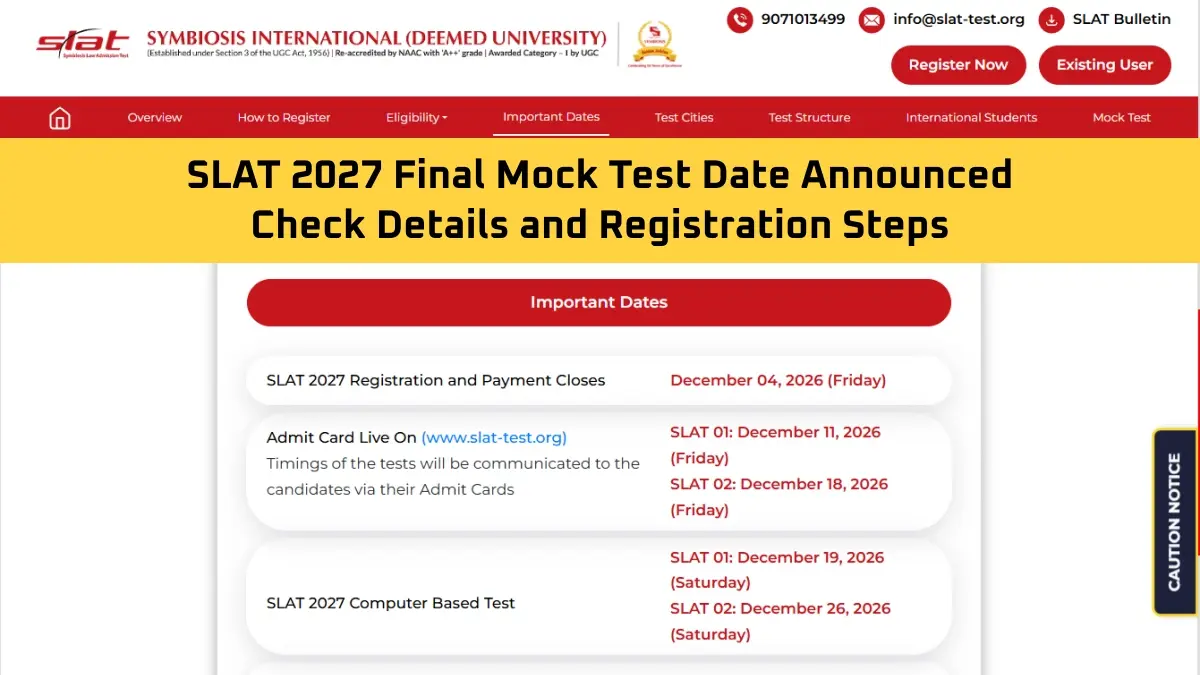 SLAT 2027 Final Mock Test Date Announced: Check Details and Registration Steps