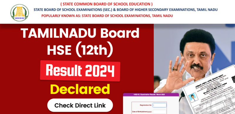 TN 12th HSC Result 2024 Out : Tamil Nadu Board 12th Results Released; Direct Link Here