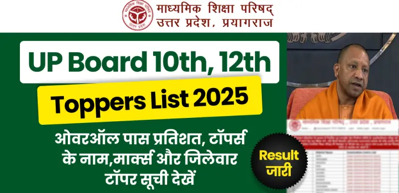 UP Board Topper List 2025 Out : टॉपर लिस्ट, पास प्रतिशत और जिलेवार टॉपर सूची देखें
