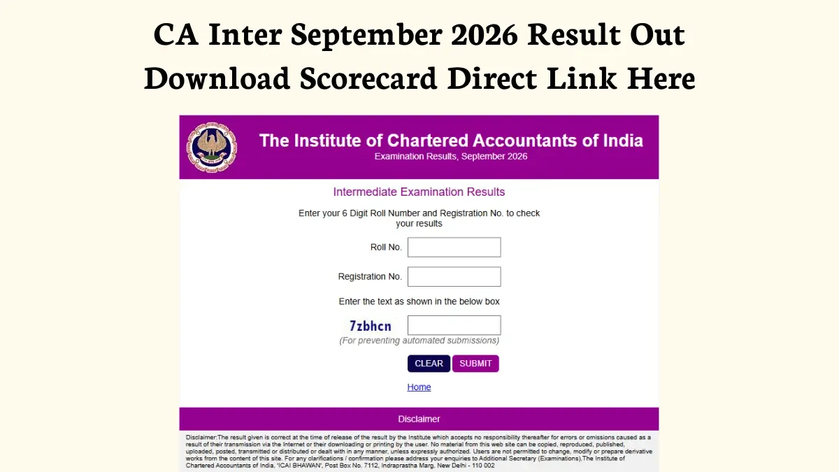 CA Inter September 2026 Result Out: Download Scorecard Direct Link Here