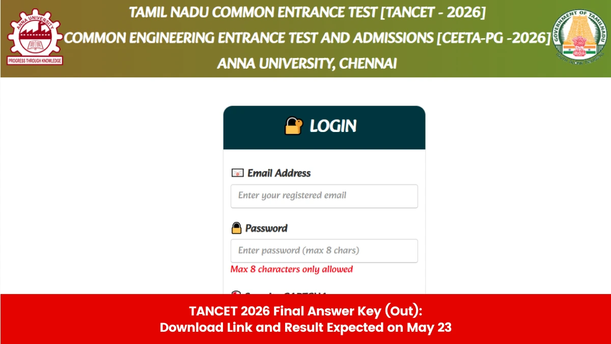 TANCET 2026 Final Answer Key (Out): Download Link and Result Expected on May 23
