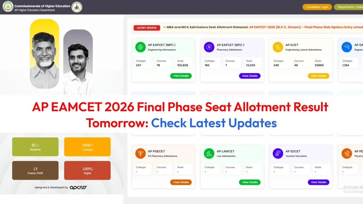 AP EAMCET 2026 Final Phase Seat Allotment Result Tomorrow: Check Latest Updates