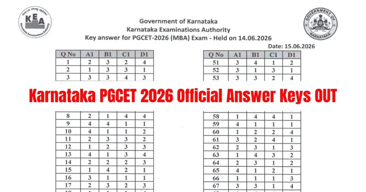 Karnataka PGCET 2026 Answer Key OUT at kea.kar.nic.in; Download MBA, MCA PDF Direct Link