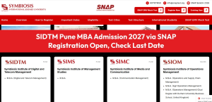 SIDTM Pune MBA Admission 2027 via SNAP: Registration Open, Check Last Date