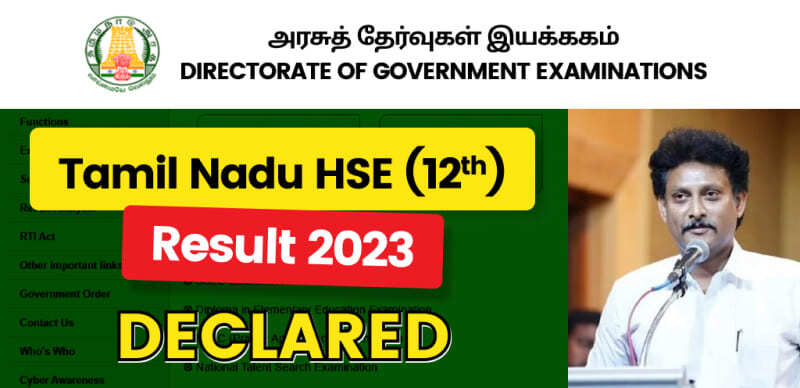 TN Board HSE 12th Result 2023 Declared : Direct Link Here