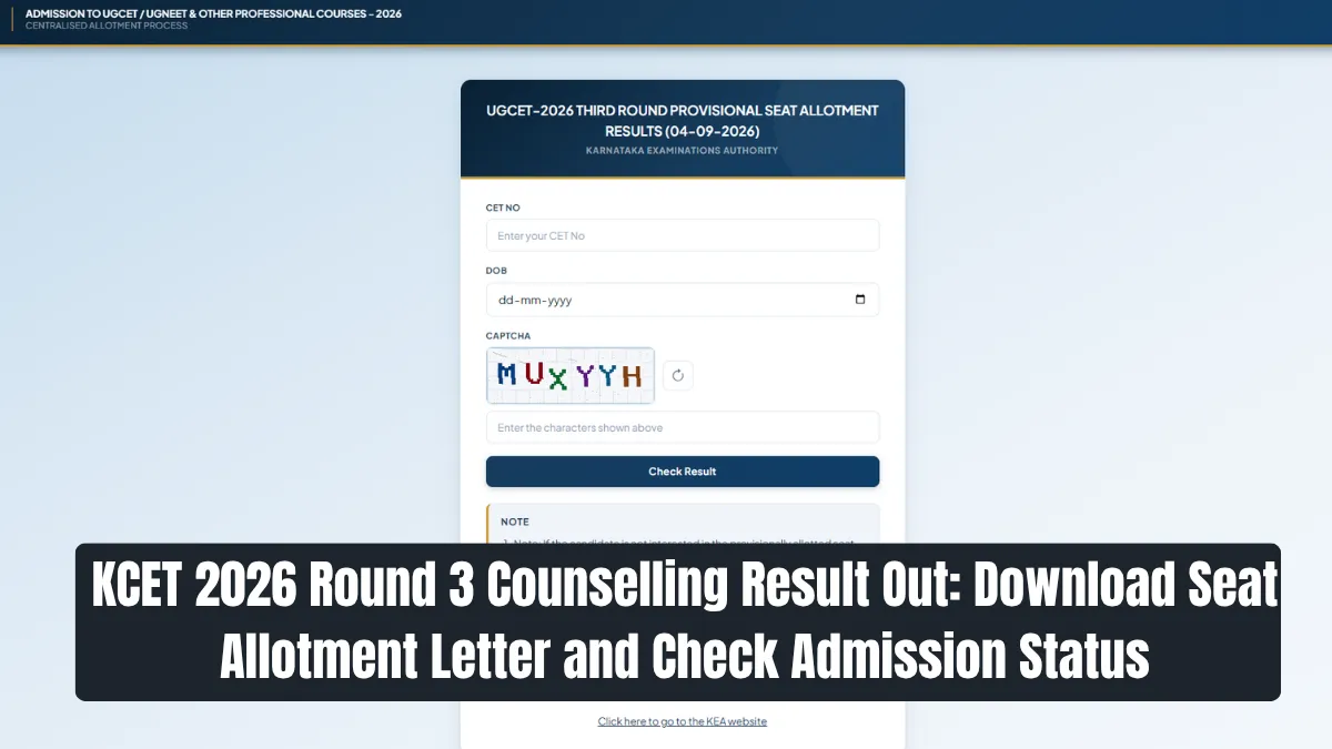 KCET 2026 Round 3 Counselling Result Out: Download Seat Allotment Letter and Check Admission Status