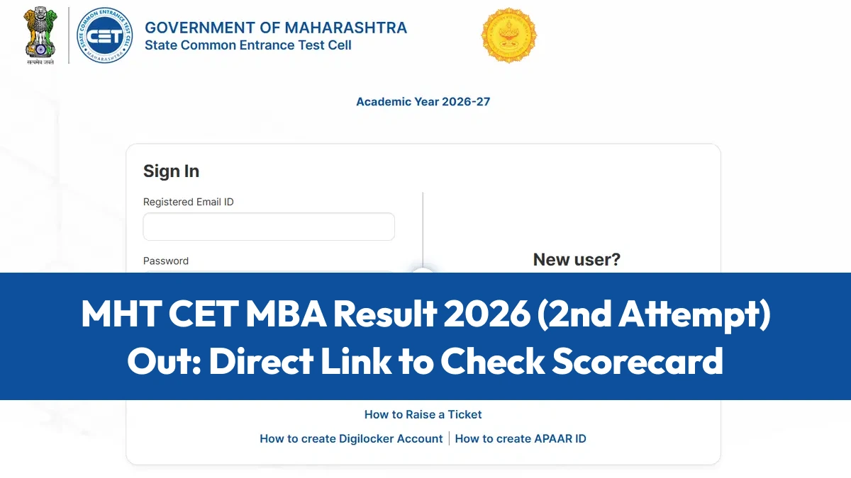 MHT CET MBA Result 2026 (2nd Attempt) Out: Direct Link to Check Scorecard