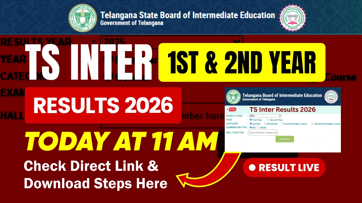 TS Inter 1st and 2nd Year Results 2026 will be Released Today at 11 AM - Check Direct Link & Steps Here