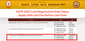 GATE 2027 Late Registration Ends Today: Apply with Late Fee Before Last Date