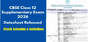 CBSE Class 12 Supplementary Exam 2026 Datesheet Released: Check Schedule, UFM Rules and Guidelines