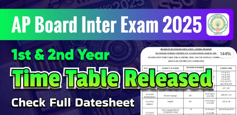 AP Intermediate Time Table 2025 Released: Download 1st & 2nd Year PDF for All Streams
