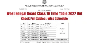 WBBSE Madhyamik 2027 Date Sheet Released — Check West Bengal Class 10 Exam Timetable