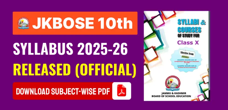 JKBOSE 10th Syllabus 2025-26 Released – Download Subject-Wise PDF