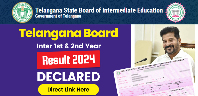 TS Board Inter 1st & 2nd Year Result 2024 Out :TS Inter 1st year 60.01 %, 2nd year 64.19 %; Result Direct Link Here