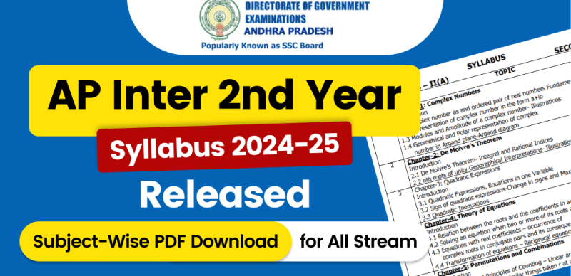 Andhra Pradesh 12th Syllabus 2024-25 : AP Board 2nd Year Syllabus Released Subject-Wise PDF Download