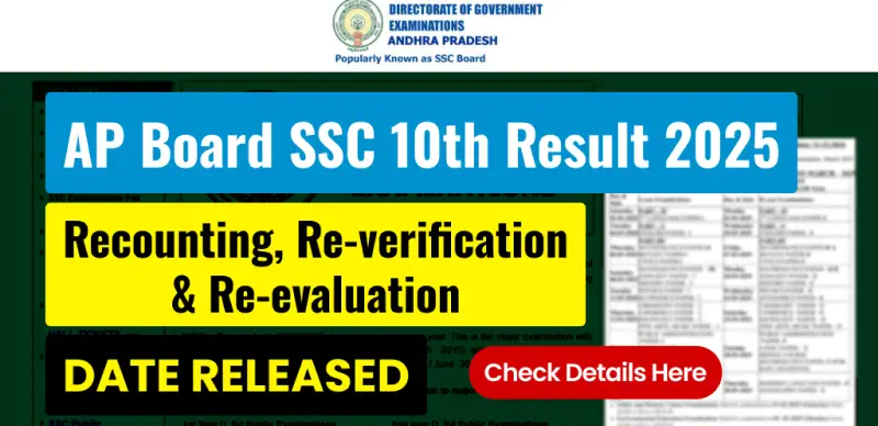 AP Board SSC Result 2025 Out: Recounting, Re-verification & Re-evaluation Date Released, Check Details Here