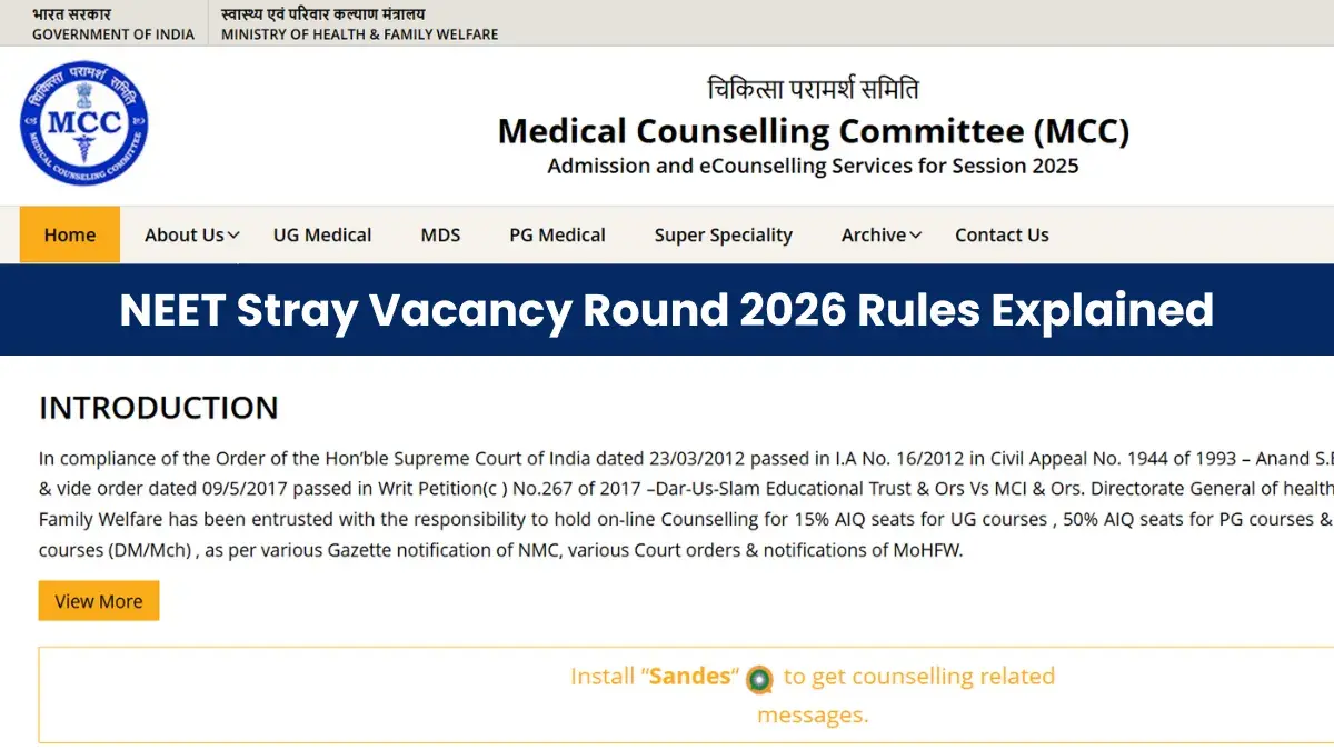 NEET Stray Vacancy Round 2026: Rules, Eligibility, Risks and How to Participate