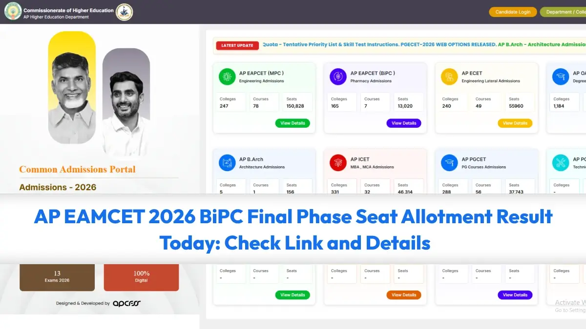 AP EAMCET 2026 BiPC Final Phase Seat Allotment Result Today: Check Link and Details