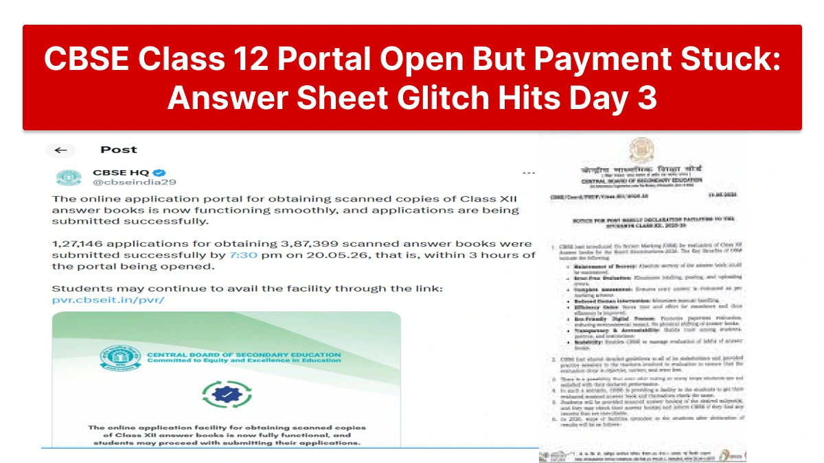 CBSE Class 12 Portal Open But Payment Stuck: Answer Sheet Glitch Hits Day 3