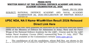 UPSC NDA, NA II Name-Wise Written Result 2026 Released - Direct Link Here