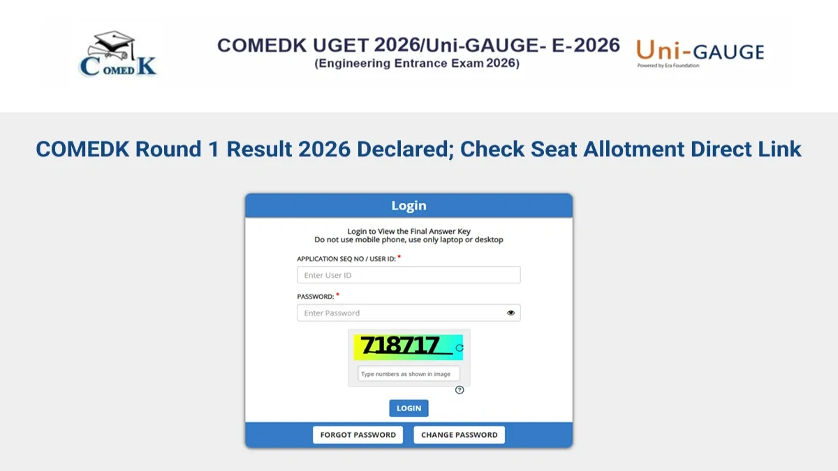 COMEDK 2026 Round 1 Seat Allotment Released at comedk.org; Direct Link Here