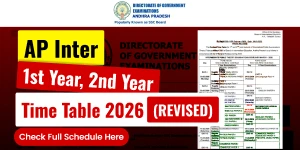 AP Inter 1st Year, 2nd Year Time Table 2026 (Revised), Check Full Schedule Here