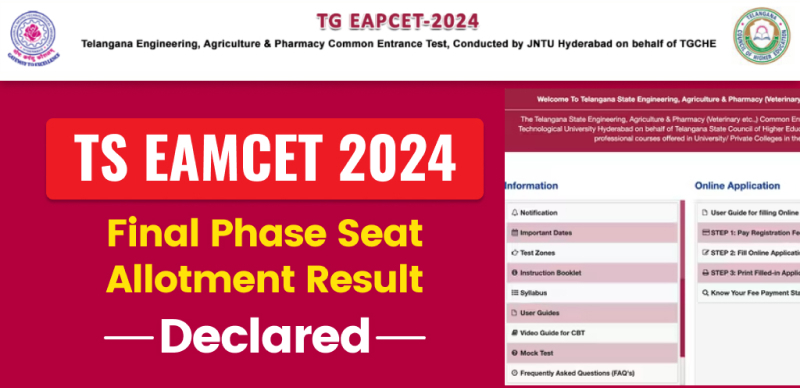 TS EAMCET 2024 Final Phase Seat Allotment Result Announced, Direct Link Here
