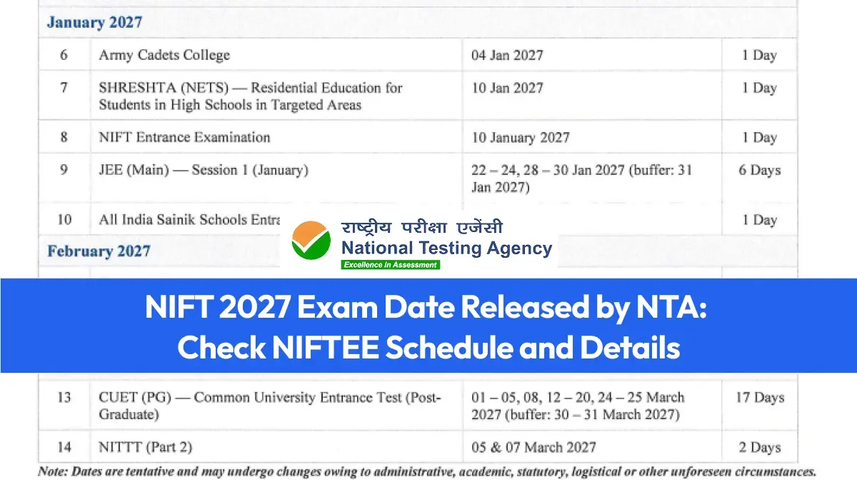 NIFT 2027 Exam Date Released by NTA: Check NIFTEE Schedule and Details