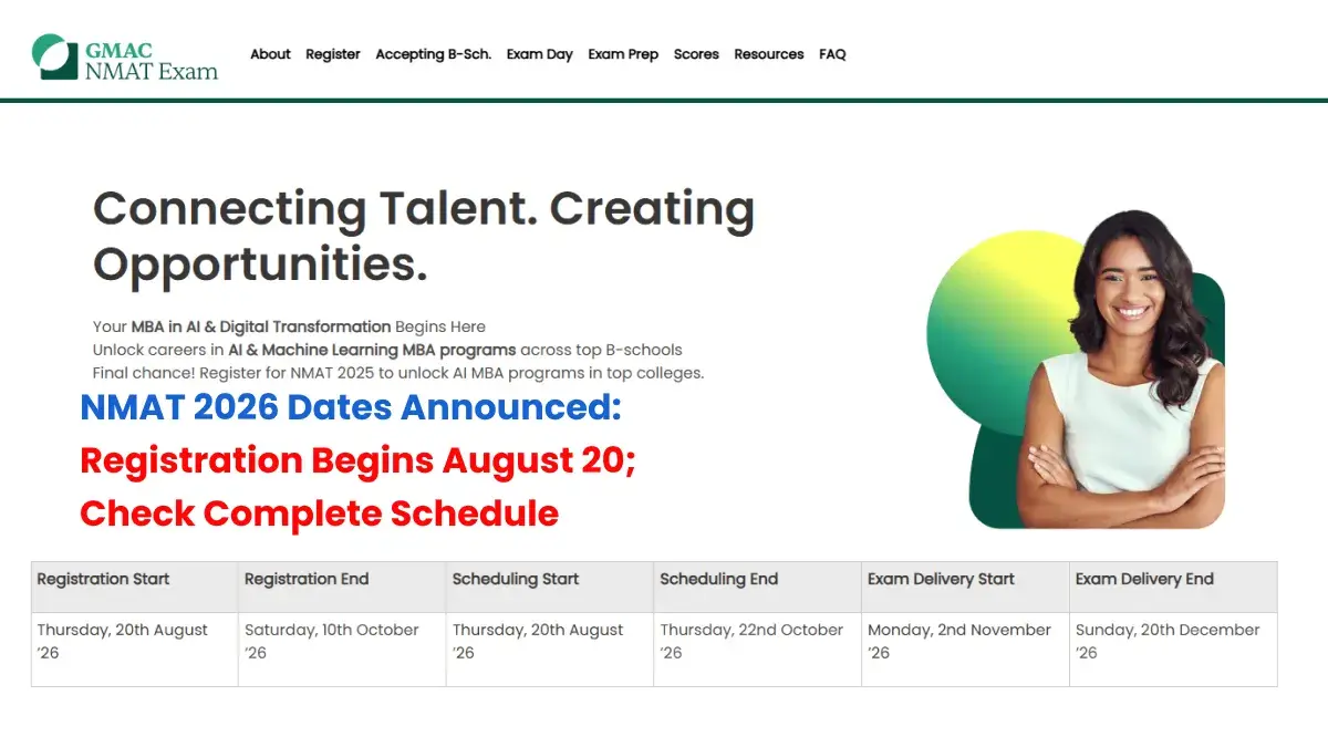 NMAT 2026 Dates Announced: Registration Begins August 20; Check Complete Schedule