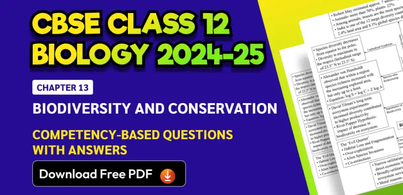 CBSE Class 12 Biology 2024-25: Chapter 13 Biodiversity And Conservation Competency-Based Questions with Answers; Download Free PDF