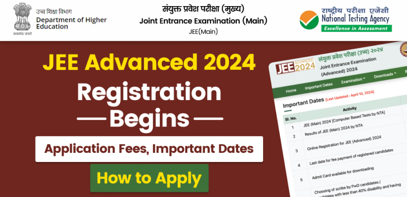 JEE Advanced 2024 Registration Begins : Application Fees, Important Dates, Check How to Apply