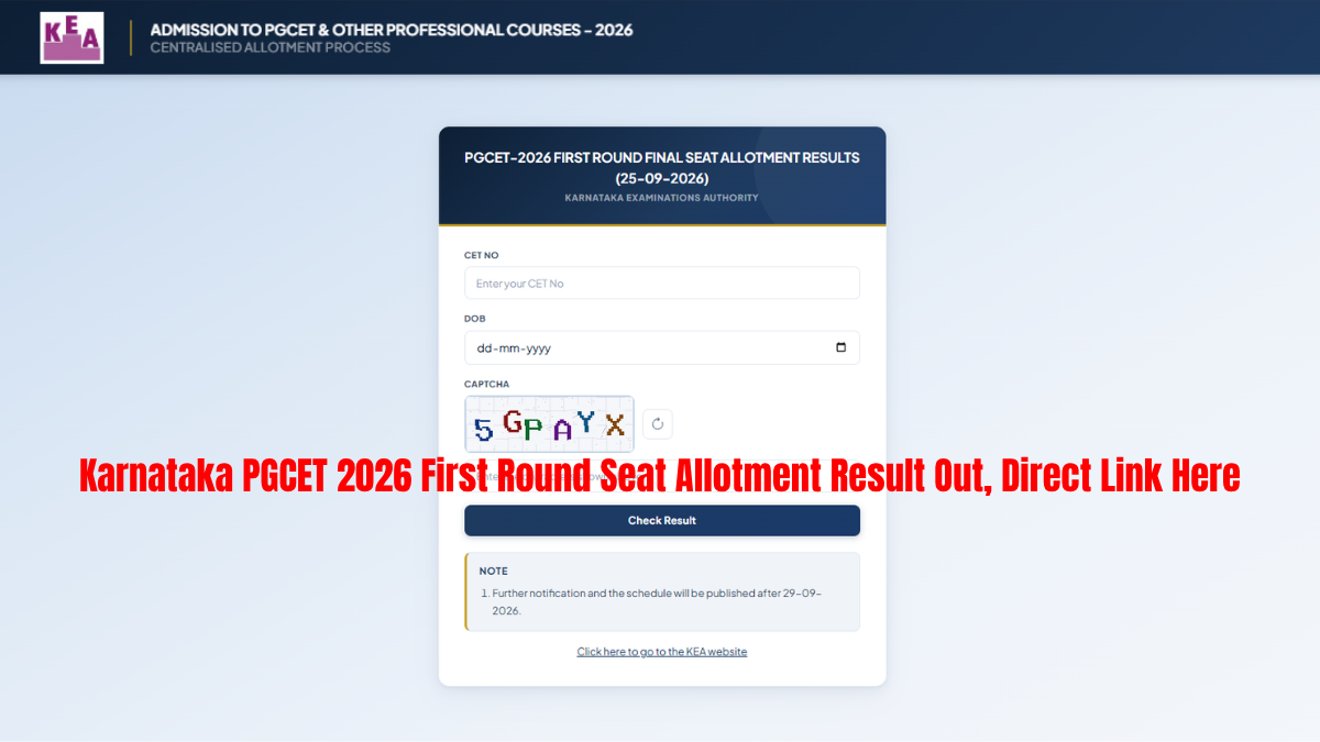Karnataka PGCET 2026 First Round Seat Allotment Result Announced, Direct Link Here