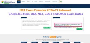 NTA Exam Calendar 2026-27 Released: Check JEE Main, UGC NET, CUET and Other Exam Dates