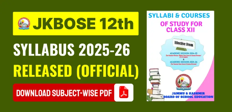 JKBOSE 12th Syllabus 2025-26 Released – Download Subject-Wise PDF