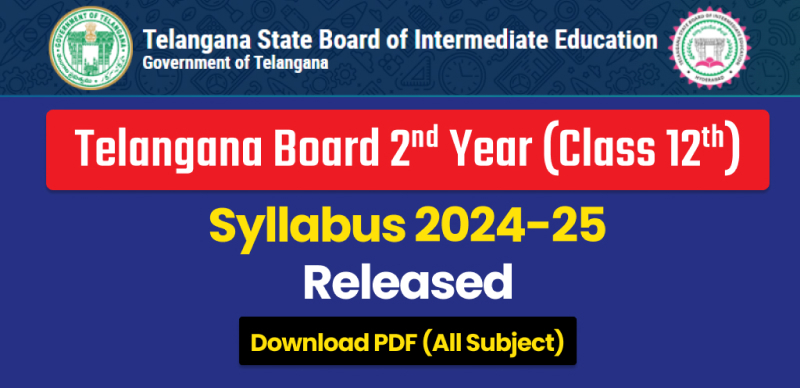 TS Inter 2nd Year Syllabus 2024-25: Telangana Board Class 12th Subject-Wise Syllabus Released, Download PDF