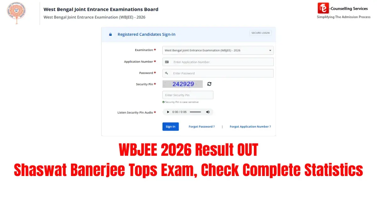 WBJEE 2026 Result OUT: Shaswat Banerjee Tops Exam, Check Complete Statistics
