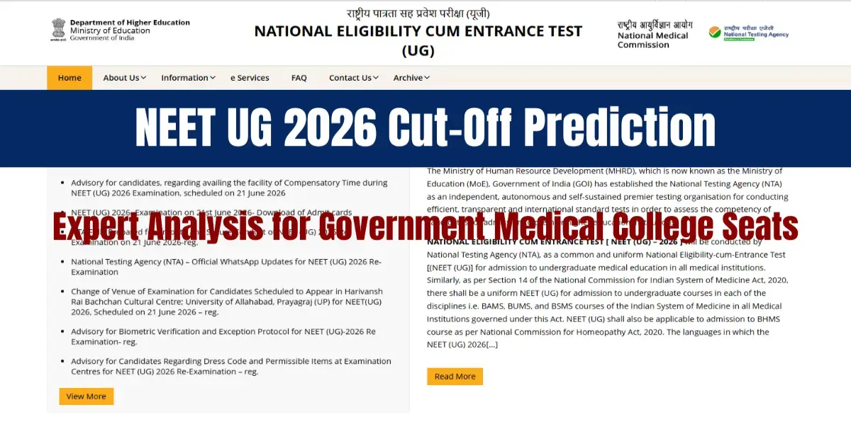 NEET UG 2026 Cut-Off Prediction: Expert Analysis for Government Medical College Seats