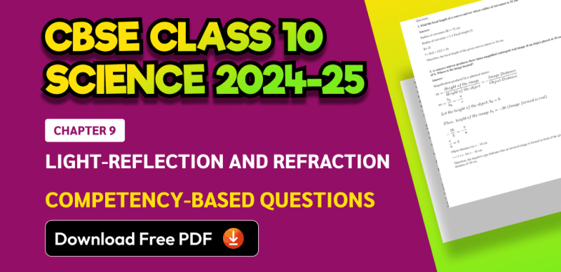 CBSE Class 10 Science 2024-25: Chapter 9 Light-Reflection and Refraction Competency-Based Questions with Answers; Download Free PDF
