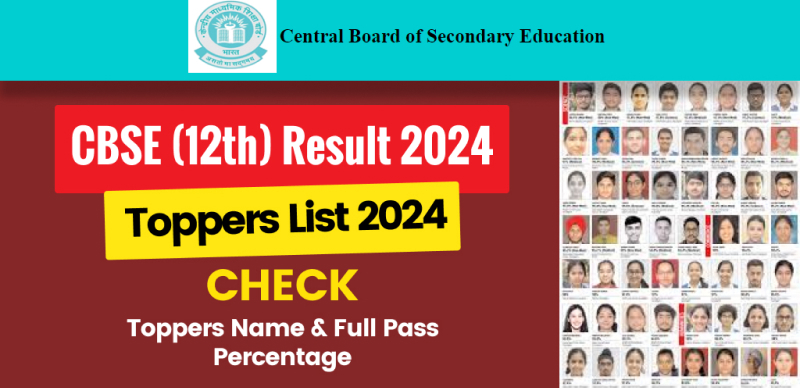 CBSE 12th Toppers List 2024: Check Toppers Name, Marks, Pass Percentage, Merit List, District & Result Full Statistics