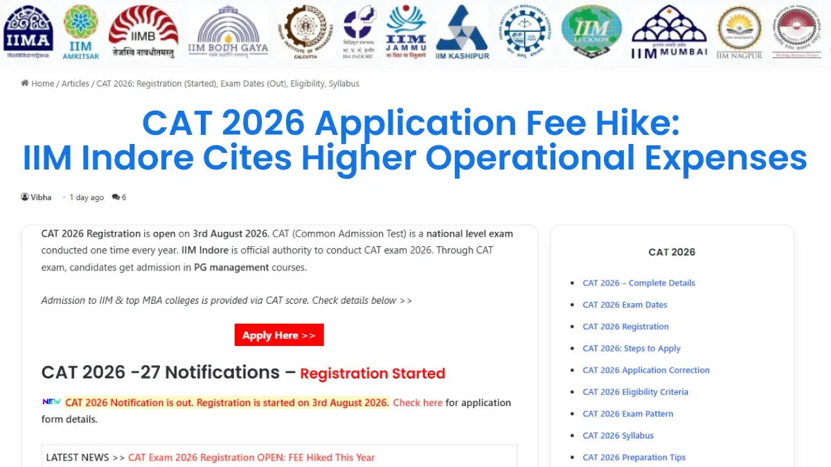 CAT 2026 Application Fee Hike: IIM Indore Cites Higher Operational Expenses