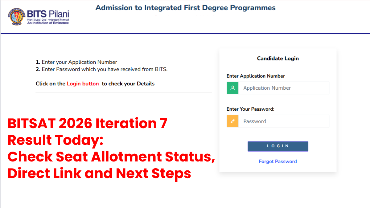 BITSAT 2026 Iteration 7 Result Today: Check Seat Allotment Status, Direct Link and Next Steps