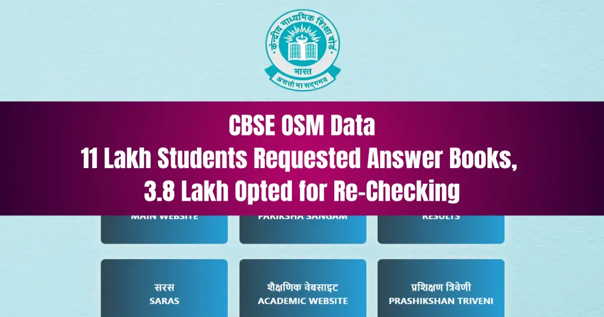 CBSE OSM Data: 11 Lakh Students Requested Answer Books, 3.8 Lakh Opted for Re-Checking