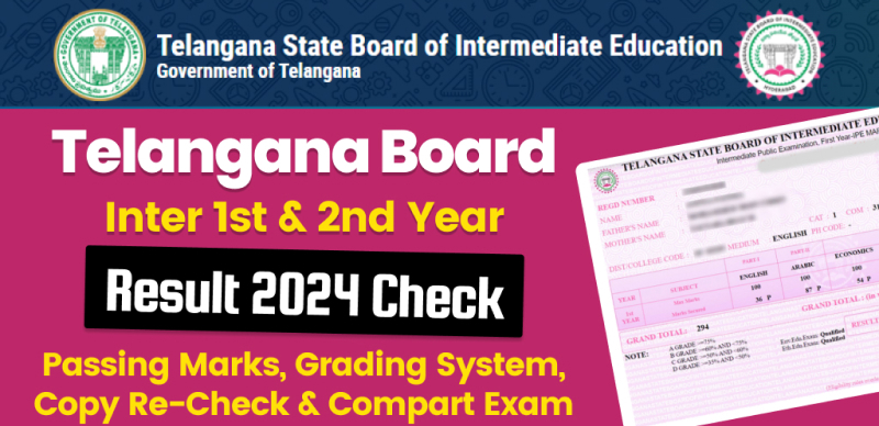 TS Board Inter 1st & 2nd Year Result 2024 : Check Passing Marks, Grading System, Copy Re-Check & Compart Exam