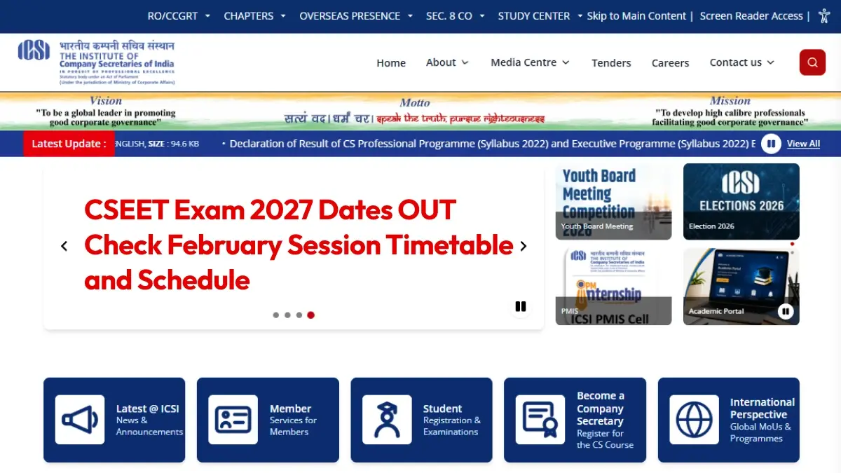 CSEET Exam 2027 Dates OUT: Check February Session Timetable and Schedule