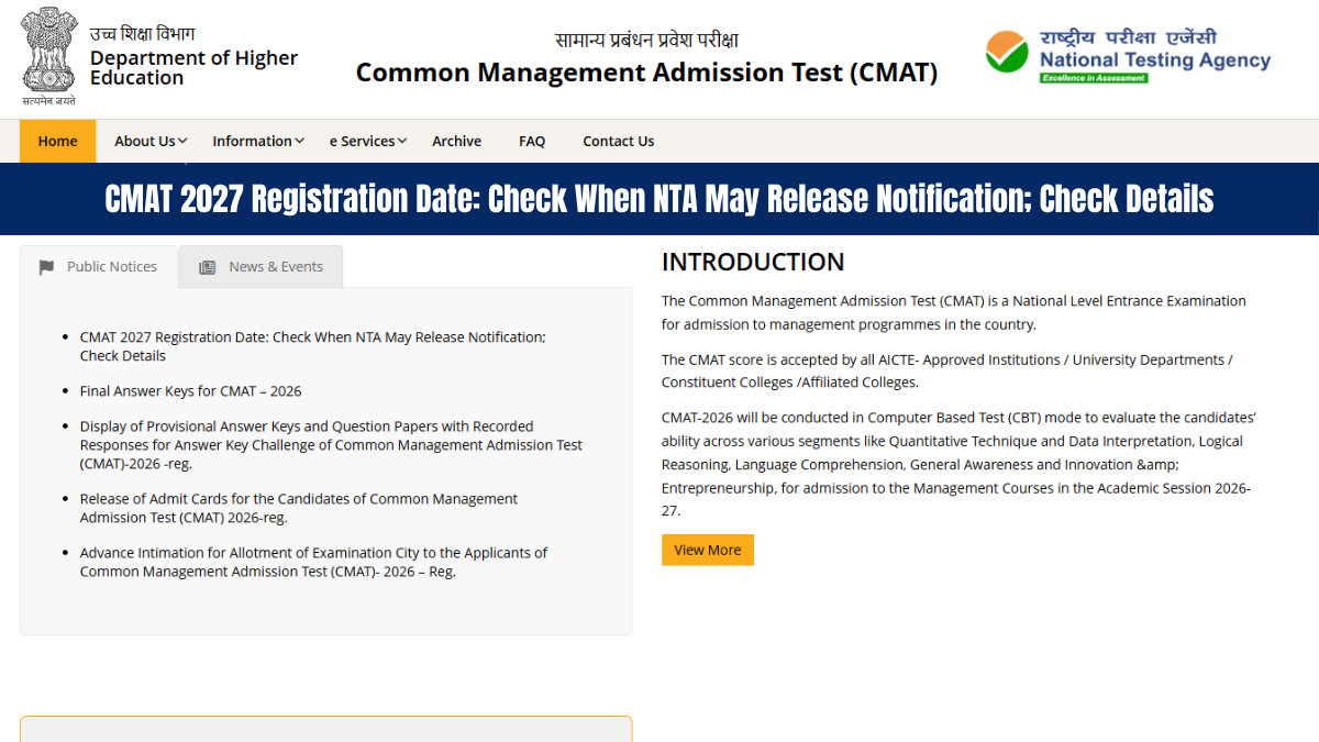 CMAT 2027 Notification Date: Check When NTA May Release Registration Schedule